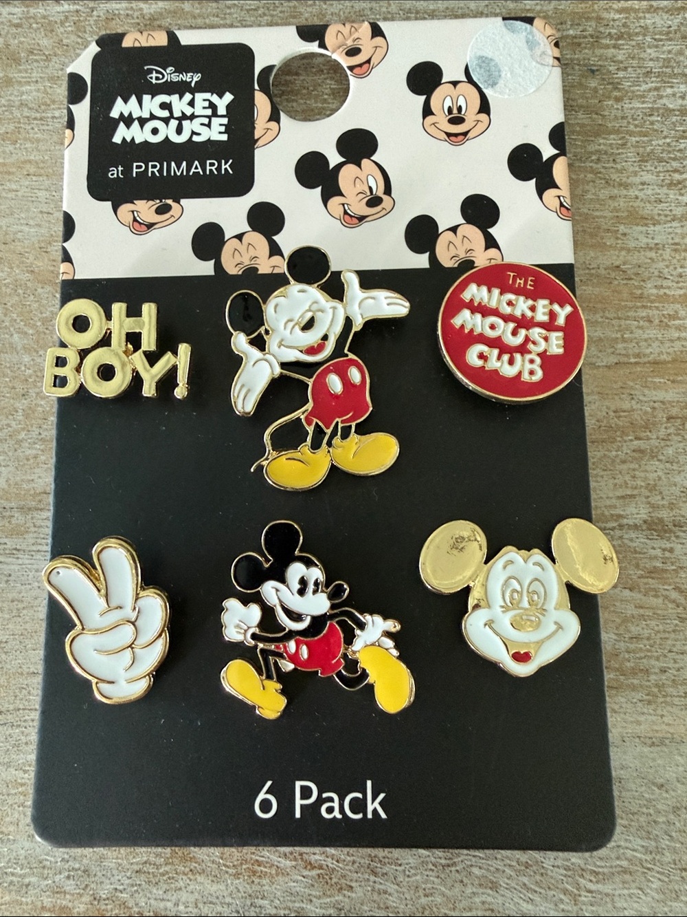 Disney Mickey Mouse Enamel Pin Set - Red, Yellow, Black, White, Gold